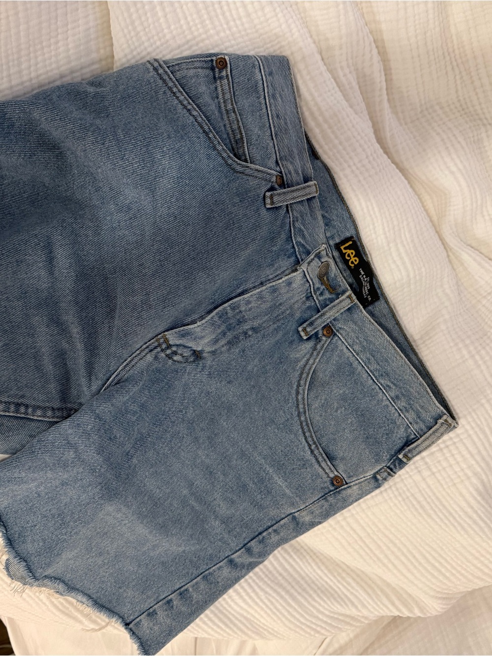 Lee Light Blue Washed Denim Shorts